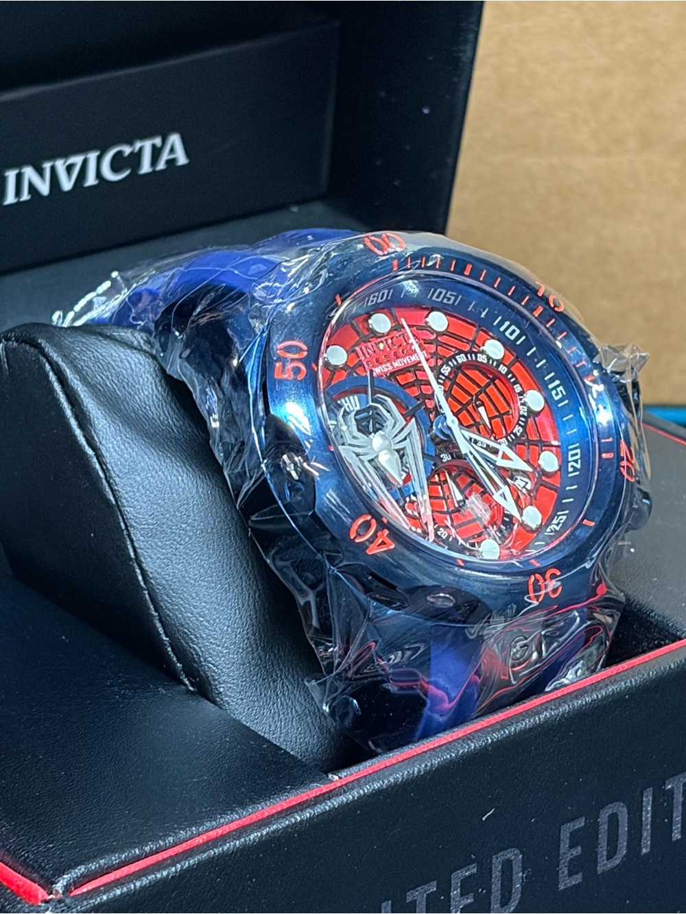 Rare Invicta Men's Blue and Red Spider Dial Limited Edition Watch